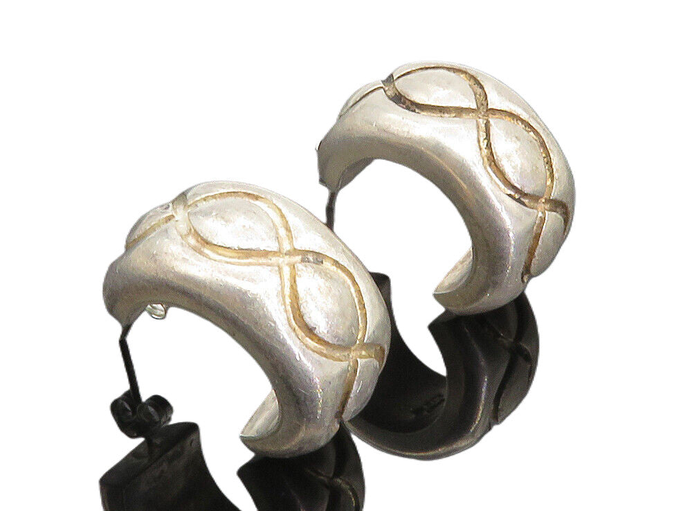 BARRA 925 Sterling Silver  Vintage Infinity Pattern JHoop Earrings  EG2947
