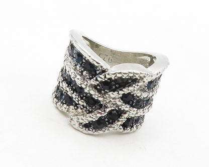 925 Sterling Silver  Blue Topaz Shiny Knot Design Band Ring Sz 5  RG13442