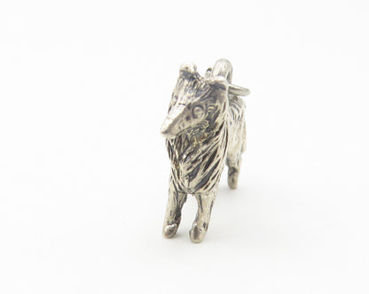 925 Sterling Silver  Vintage Shiny Petite Etched Collie Dog Pendant  PT8950