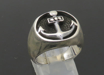 925 Sterling Silver  Vintage Ship Anchor Nautical Motif Band Ring Sz 8 RG22640