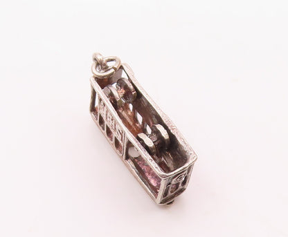 925 Sterling Silver  Vintage San Francisco Cable Car Trolley Pendant  PT18168