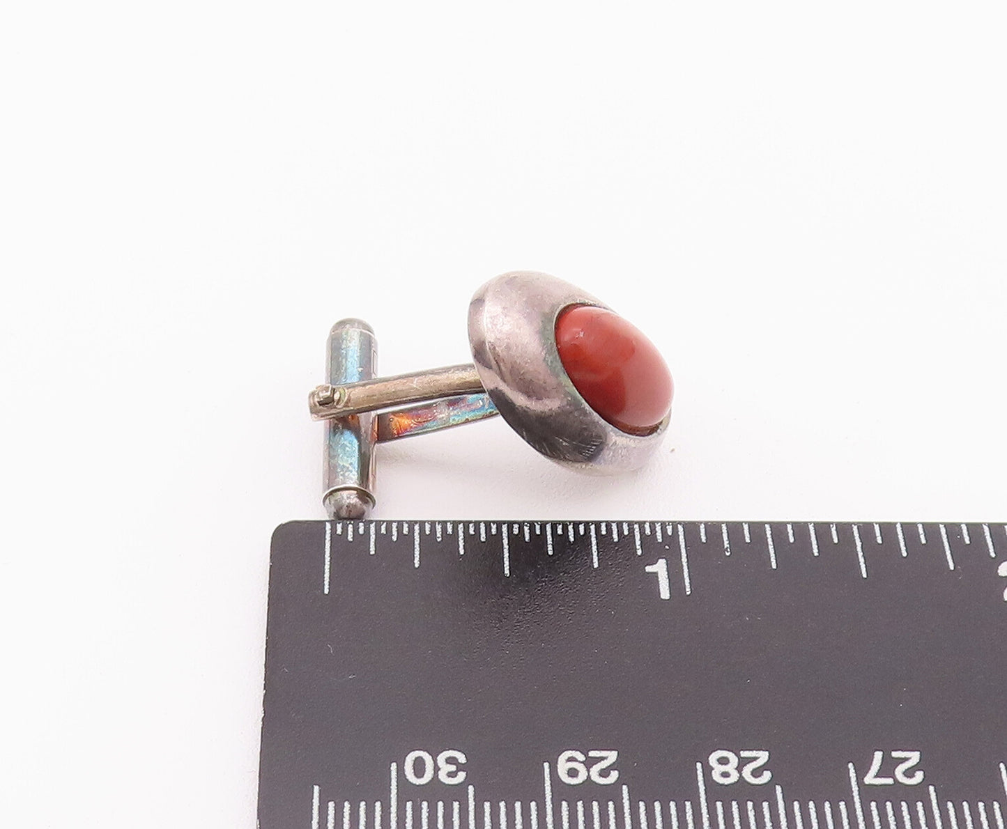 925 Sterling Silver Vintage Cuff Links Oval Cabochon Orange Carnelian  TR3711