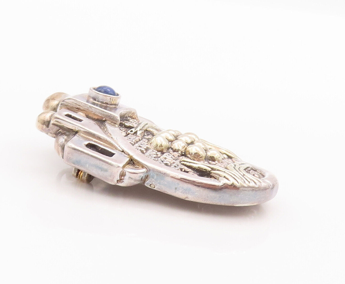 14k Gold 925 Sterling Silver Vintage Brooch Pin FRANK MEISLER Jerusalem  BP10802