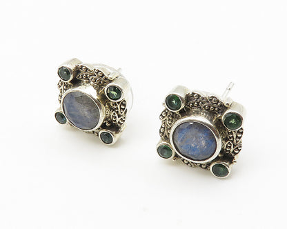 NICKY BUTLER 925 Silver  Vintage Faceted Labradorite Stud Earrings  EG5461