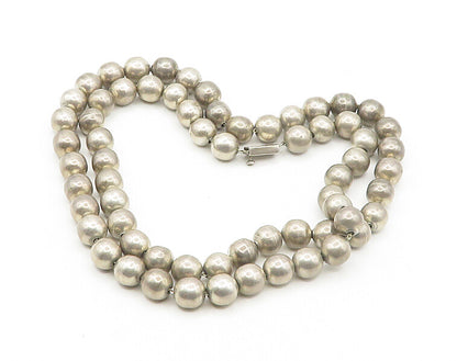MEXICO 925 Sterling Silver  Vintage Heavy Shiny Beaded Chain Necklace  NE2858
