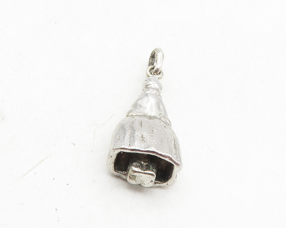 925 Sterling Silver  Vintage Shiny Petite Woman In Dress Drop Pendant  PT7377