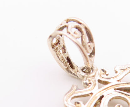 925 Sterling Silver   Vintage Dainty Scroll Swirl Drop Pendant  PT20605