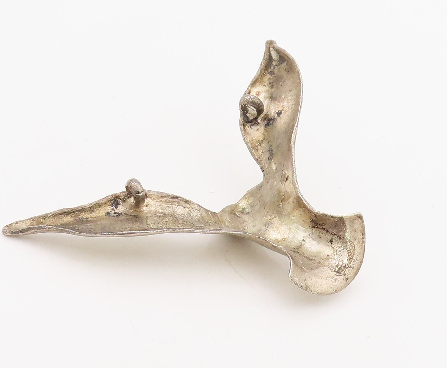 925 Sterling Silver Vintage Pendant Brutalist Carved Flying Bird Design  PT23586