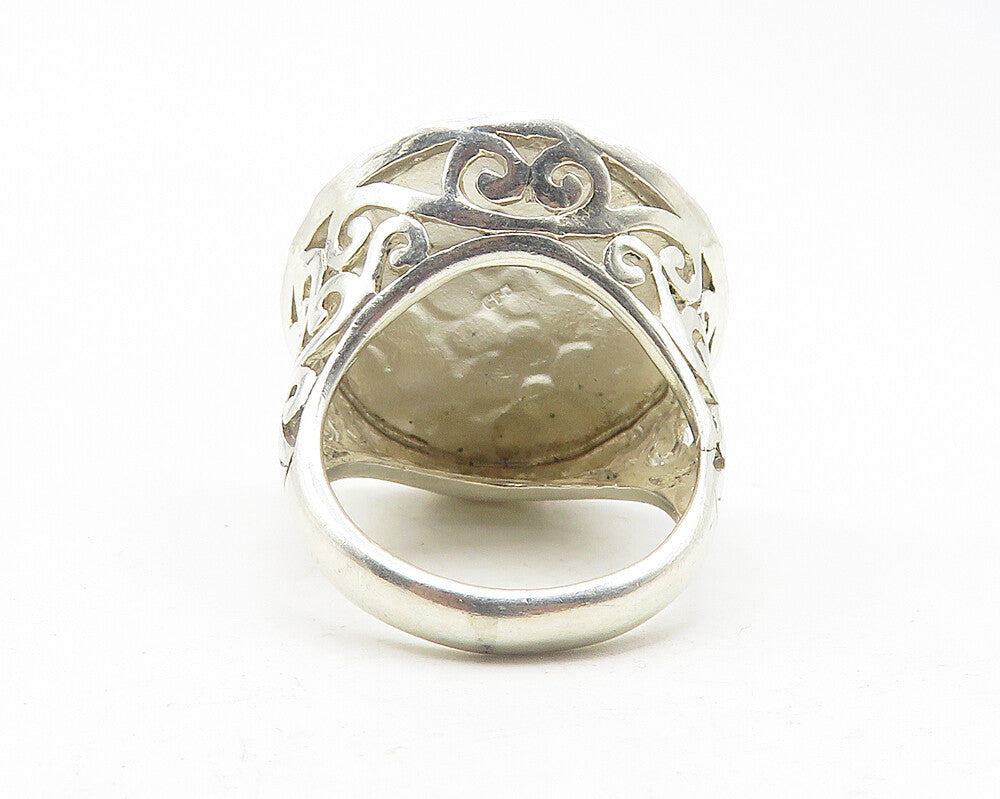 925 Sterling Silver  Vintage Shiny Hammered Dome Cocktail Ring Sz 7  RG12033