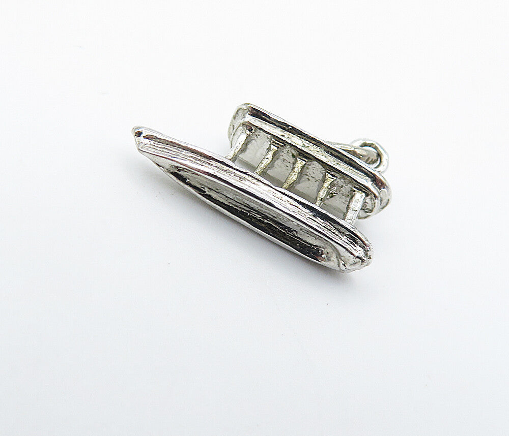 925 Sterling Silver  Vintage Shiny Petite Ferry Boat Drop Pendant  PT4929
