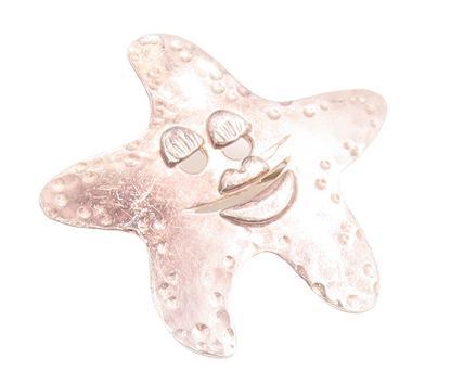 925 Sterling Silver Vintage Brooch Pin Designer Happy Carved Star Fish  BP11448