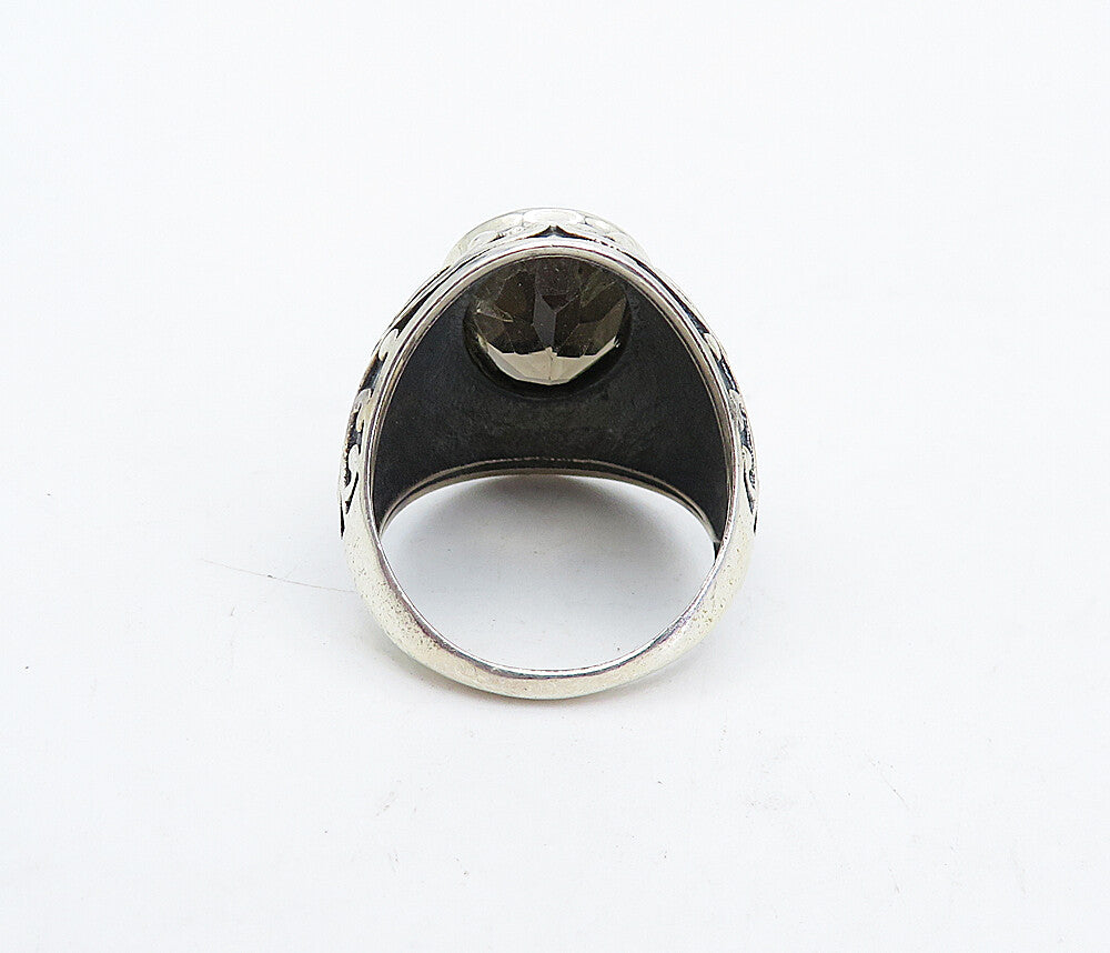 925 Sterling Silver Vintage Smoky Topaz Swirl Cocktail Ring Sz 7 RG4512