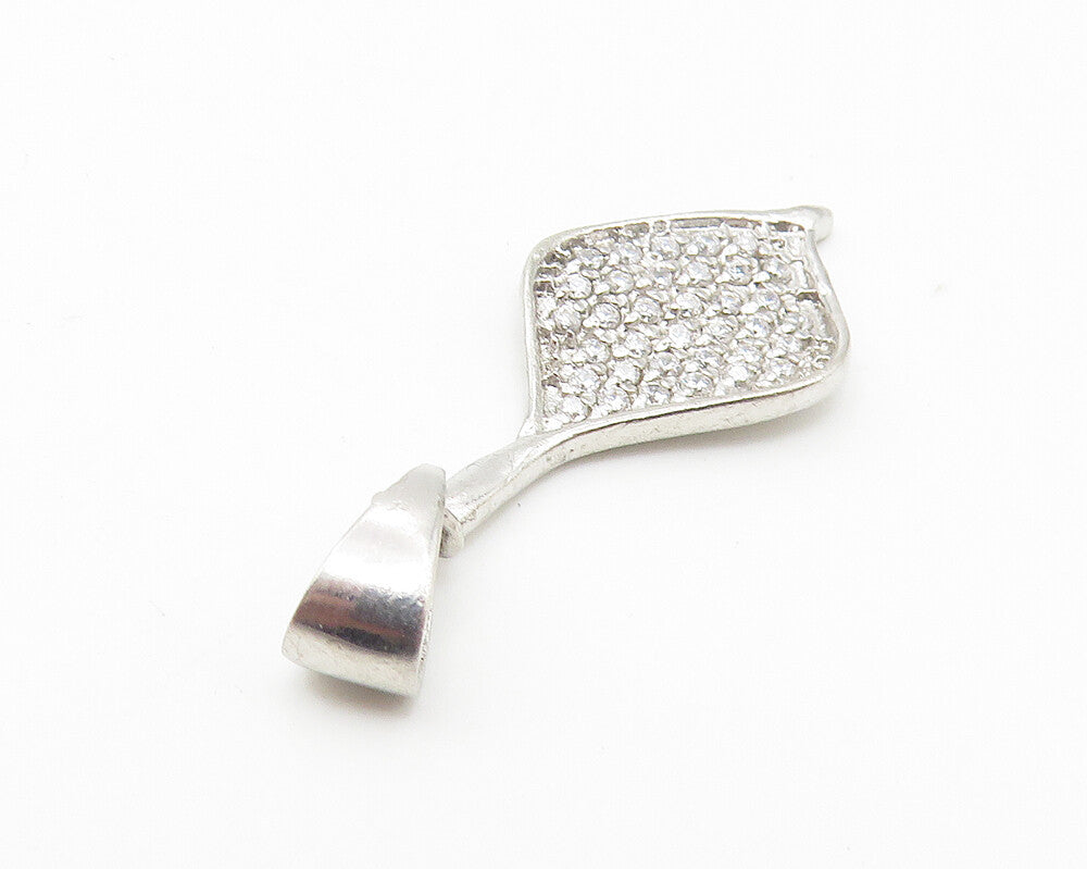 925 Sterling Silver  Shiny White Topaz Encrusted Petite Drop Pendant  PT8647