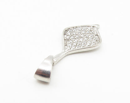 925 Sterling Silver  Shiny White Topaz Encrusted Petite Drop Pendant  PT8647