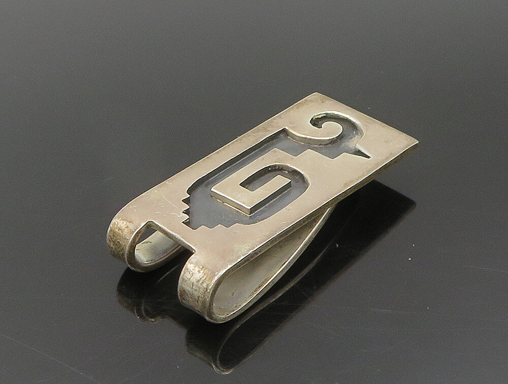 MEXICO 925 Sterling Silver  Vintage Carved Bird Motif Money Clip  TR3318