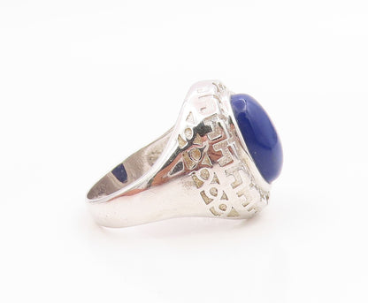 925 Sterling Silver Vintage Ring Lapis Lazuli Statement Band  Sz 11  RG36153