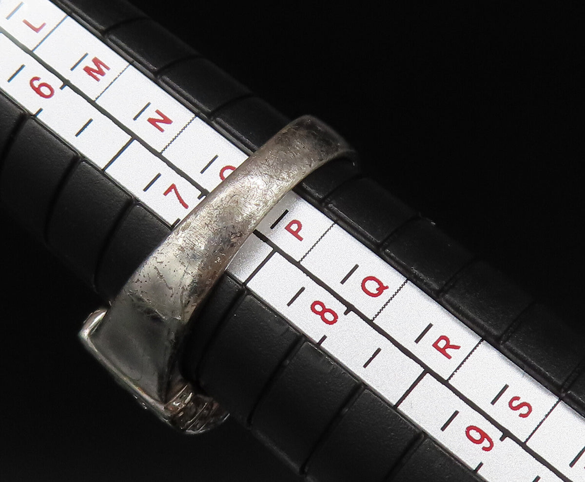 925 Silver  Vintage Crisscross Detail Cubic Zirconia Band Ring Sz 7.5  RG25392