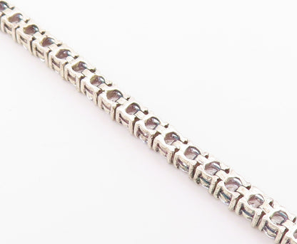 925 Sterling Silver  Prong Set Shiny Cubic Zirconia Tennis Bracelet  BT6415