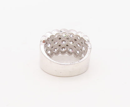 925 Sterling Silver Vintage Ring Designer Large CZ Inlay Band  Sz 7.5  RG30614