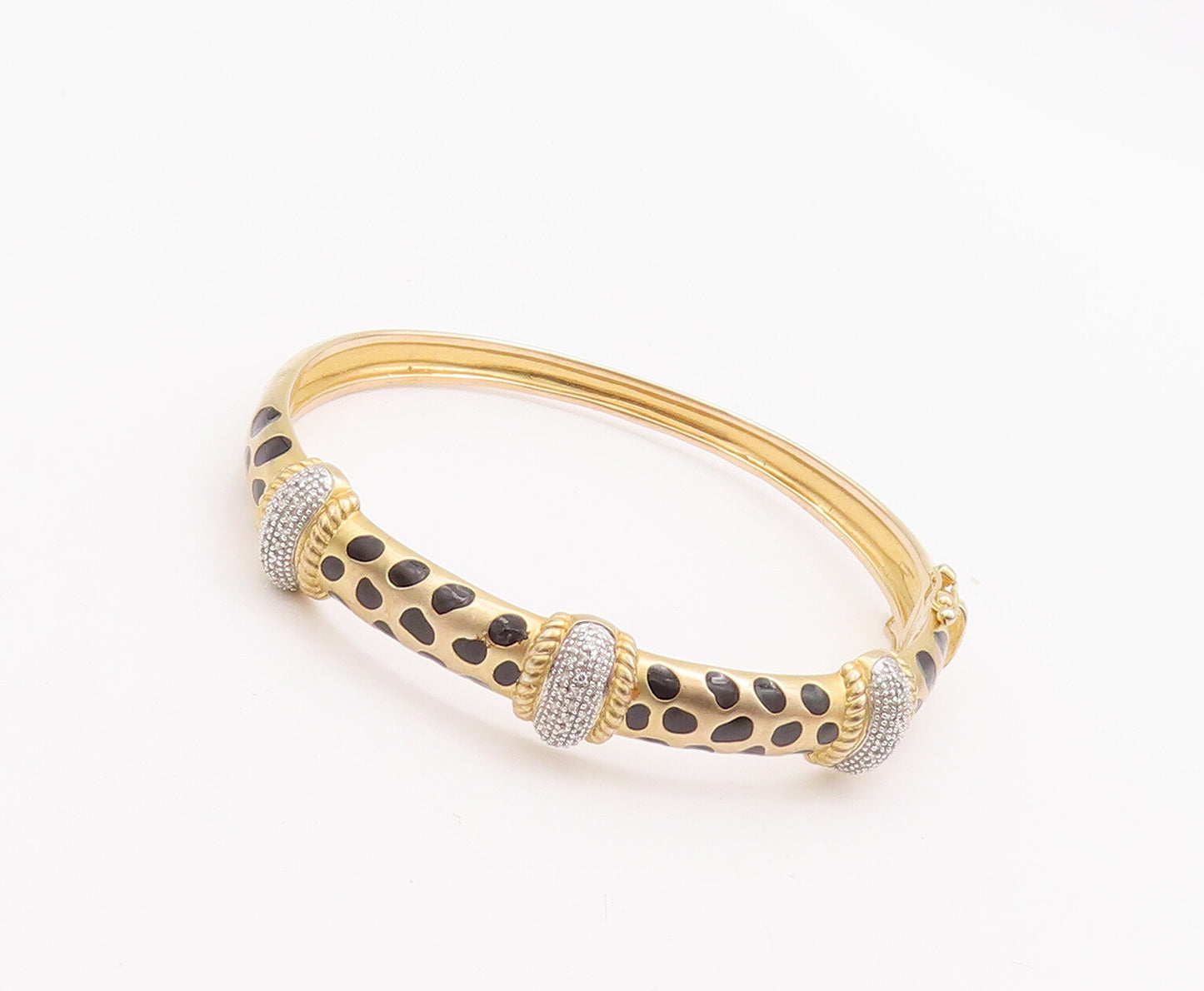 925 Sterling Silver Vintage Bracelet Patch Design Diamonds Inlay Bangle  BT10529