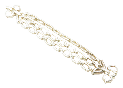 925 Sterling Silver  Vintage Shiny Hammered Flower Chain Bracelet  BT4656