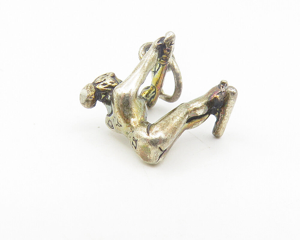 925 Sterling Silver  Vintage Petite Dark Tone Gymnast Sports Pendant  PT9063