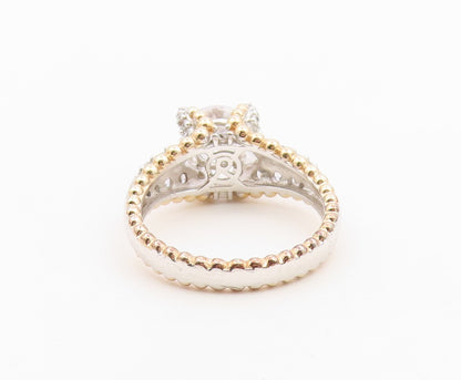 925 Sterling Silver Vintage Ring Two Tone CZ Statement Band  Sz 12  RG36621