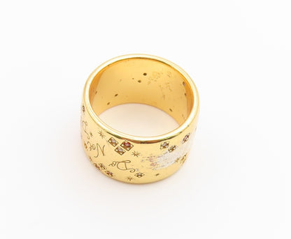 925 Sterling Silver Vintage Ring Gold Plated DAUPHINETTE CZ Band  Sz 7  RG36709