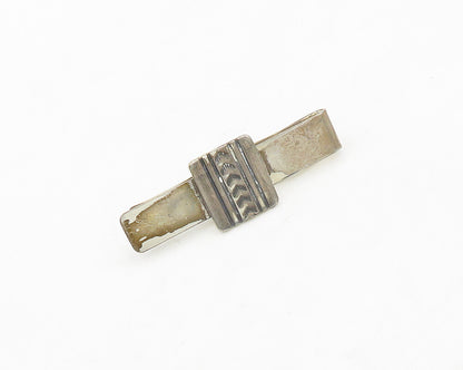 925 Sterling Silver  Vintage Shiny Etched Arrow Pattern Tie Clip  TR2656