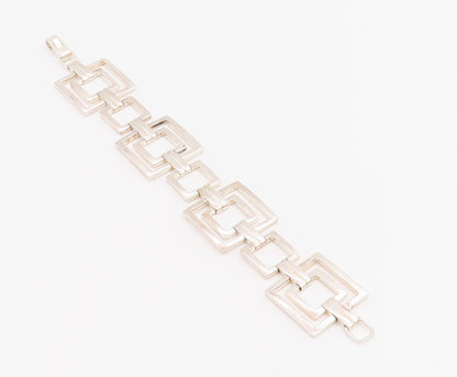 925 Sterling Silver Vintage Bracelet DOBBS Open Geometric Square Link  BT11819