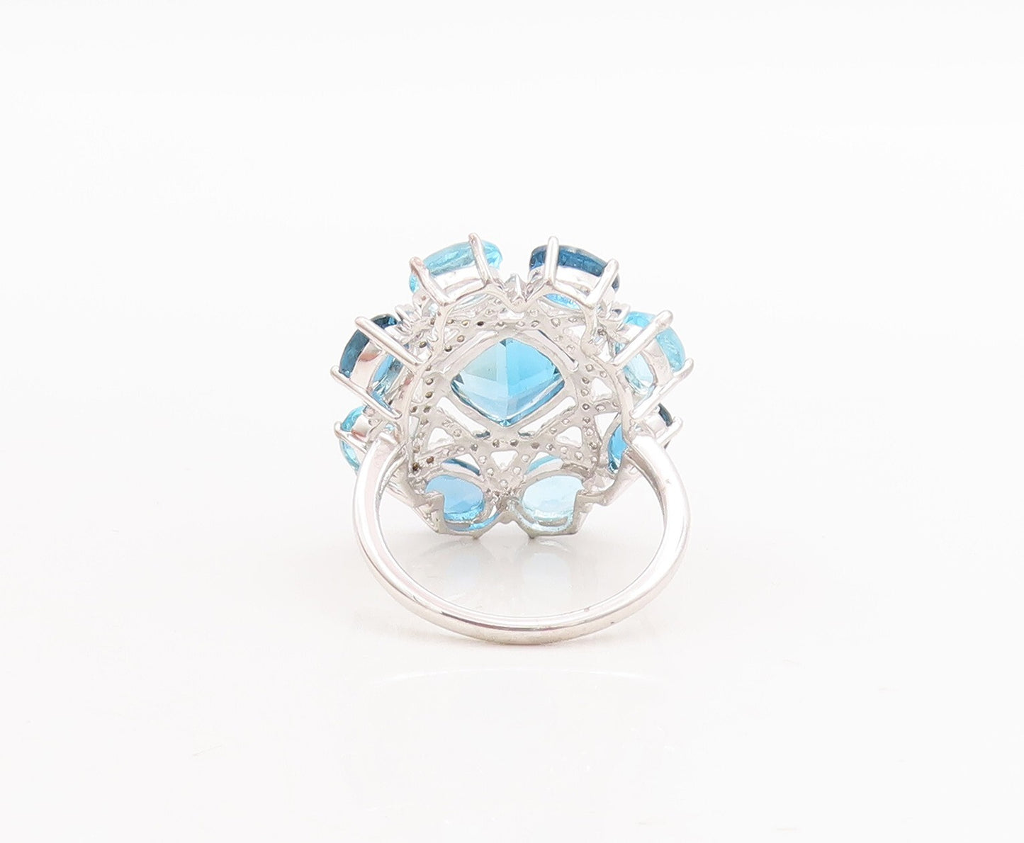 925 Sterling Silver Vintage Ring Two Tone Topaz Beaded Star  Sz 7  RG29266