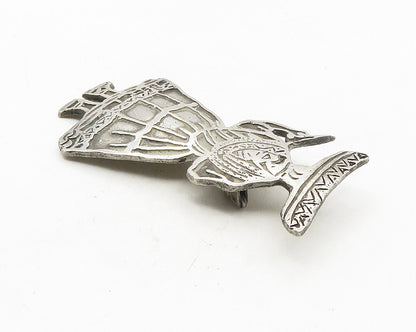 925 Sterling Silver  Vintage Antique Woman In Dress & Hat Brooch Pin  BP3938