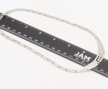925 Silver  Vintage Brutalist Matt Finish Alternat Cutout Necklace  NE4154