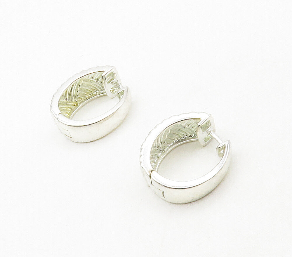 ROSS SIMON 925 Sterling Silver  Shiny Woven Pattern Hoop Earrings  EG8505