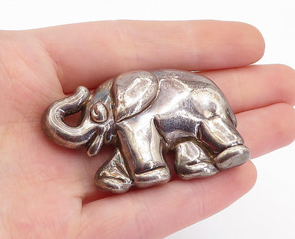 925 Sterling Silver  Vintage Dark Tone Hollow Elephant Brooch Pin  BP1974