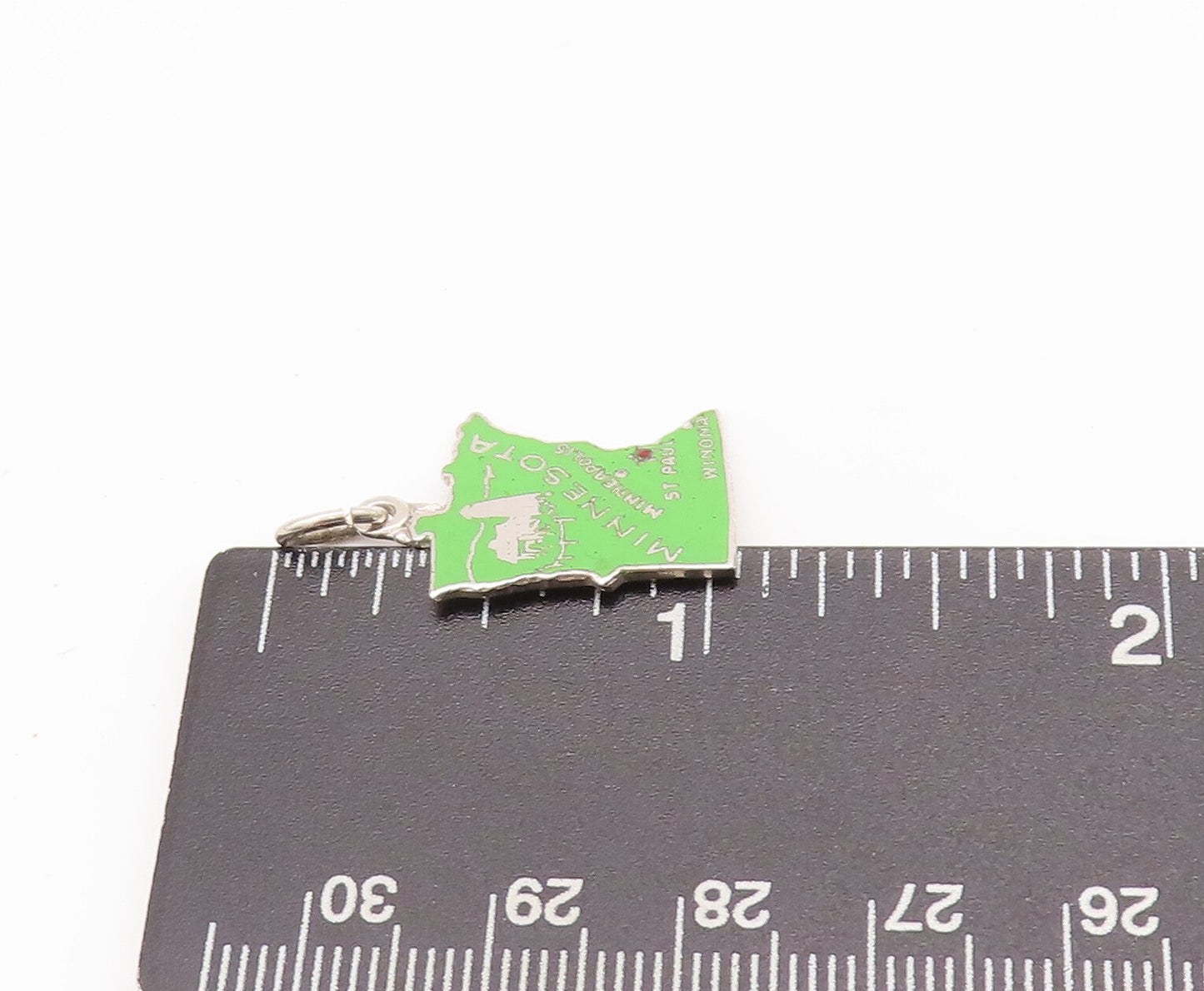 925 Sterling Silver Vintage Pendant Enameled Minnesota Map Souvenir  PT22538