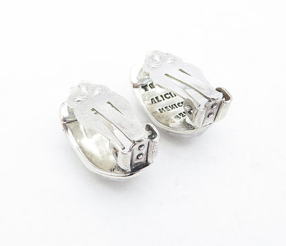 MEXICO 925 Sterling Silver  Vintage Fluted Dome Non Pierce Earrings  EG2621