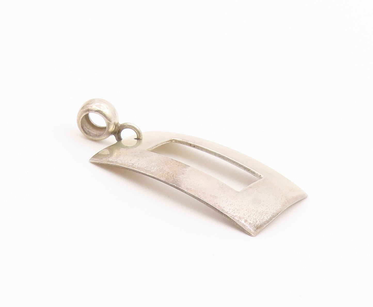 925 Sterling Silver Vintage Pendant ATI MEXICO Modernist Open Rectangle  PT26381