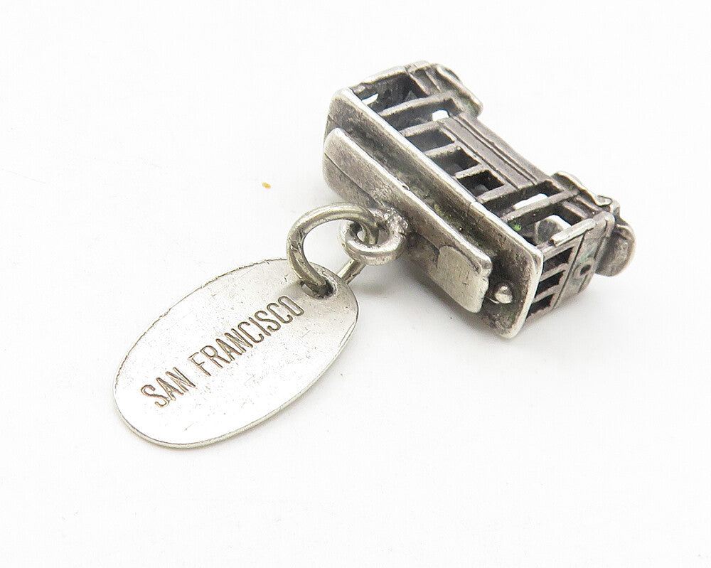 925 Sterling Silver  Vintage Petite San Francisco Cable Car Pendant  PT9385