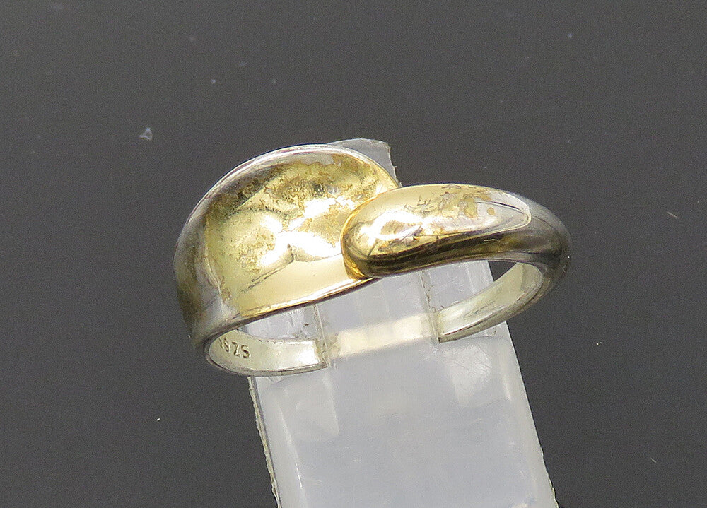 925 Sterling Silver  Vintage Shiny Concave Bypass Band Ring Sz 8  RG20483