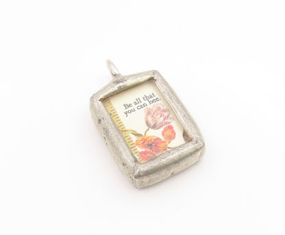 925 Sterling Silver Vintage Pendant Modernist Be All That You Can Bee  PT25919