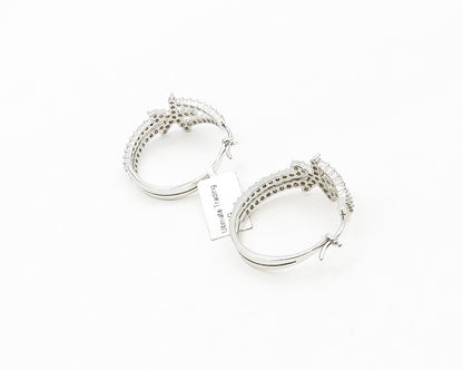 925 Sterling Silver   Sparkling Cubic Zirconia Star Hoop Earrings  EG8932