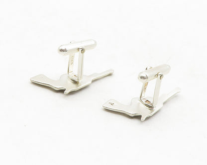 925 Sterling Silver  Vintage Shiny Pistol Gun Motif Cufflinks  TR1929