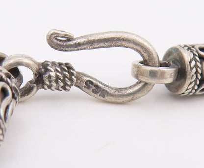 925 Sterling Silver Vintage Necklace Chunky Bohemian Beaded Design Chain  NE4686