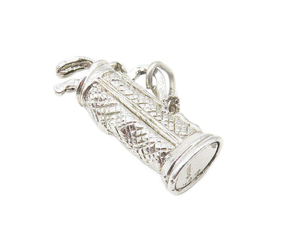 925 Sterling Silver  Vintage Shiny Bag Of Golf Clubs Drop Pendant  PT8804
