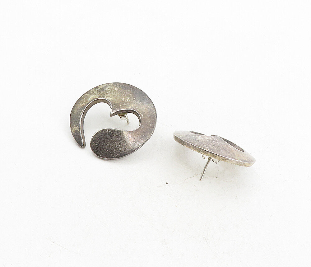 FCS TAXCO MEXICO 925 Silver  Vintage Dark Tone Love Heart Drop Earrings EG4509
