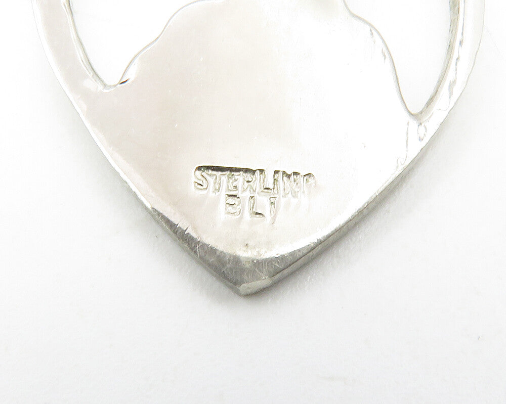 925 Sterling Silver  Vintage Dark Tone Love Heart Religious Pendant  PT9447
