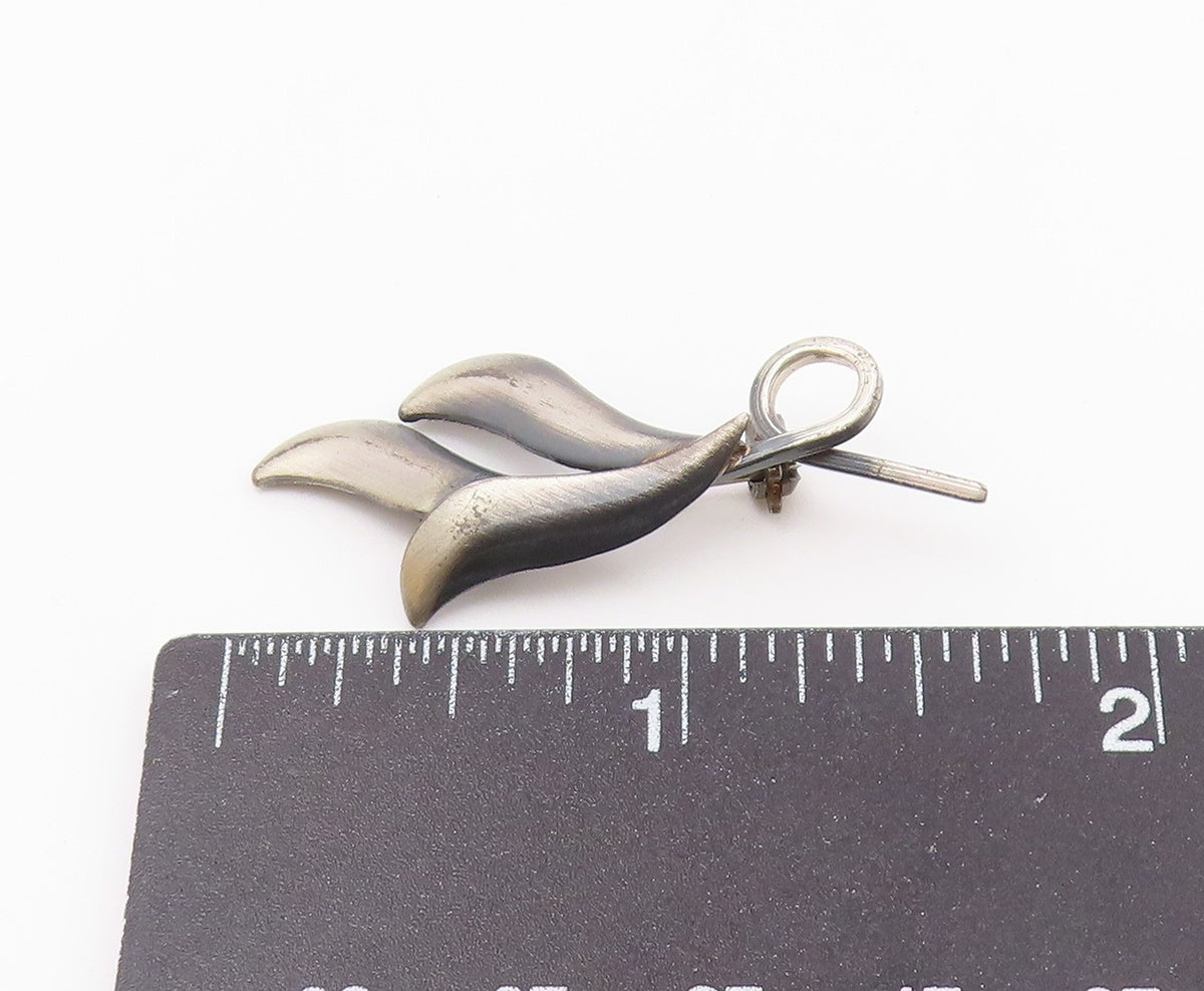 SIAM 925 Sterling Silver  Vintage Petite Dark Tone Floral Brooch Pin  BP3187