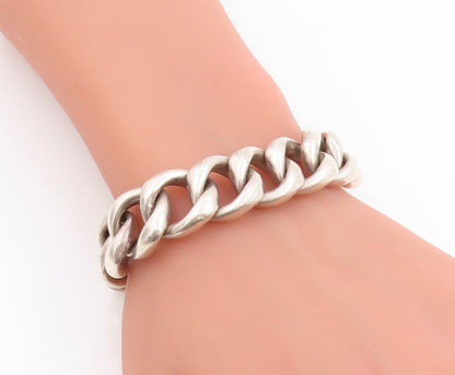 925 Sterling Silver Vintage Bracelet POLAND Chunky Curb Link Solid Chain BT11441