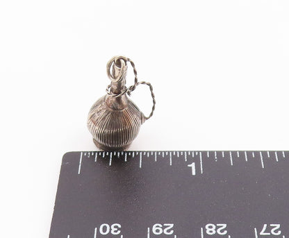 925 Sterling Silver  Vintage Dark Tone Wire Twist Hollow Vase Pendant  PT16509